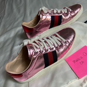 Snakeskin Gucci Ace Sneakers